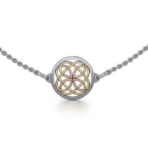 14K Gold Three Tone Celtic Love Knot Necklace
