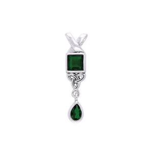 Emerald Celtic Knot Pendant with Square & Teardrop Design