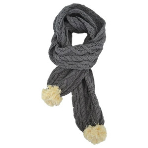 Irish Aran Pom Pom Scarf