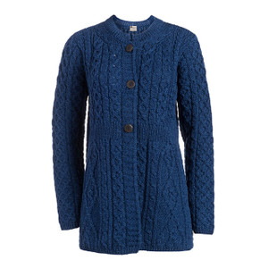 Boyne Valley Knitwear Merino Wool A Line Cardigan Front View DublinGiftCompany.com