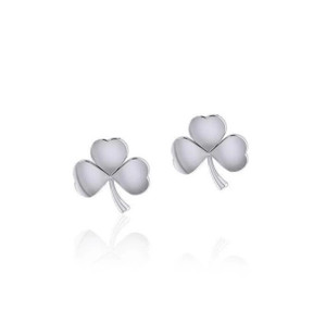 Refined Shamrock Stud Earrings in Silver