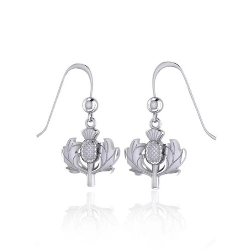 Silver Thistle Dangle Earrings