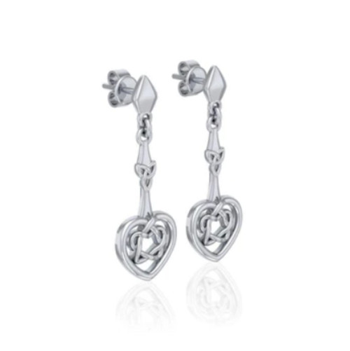 Celtic Trinity Knot Heart Shaped Post Earrings
