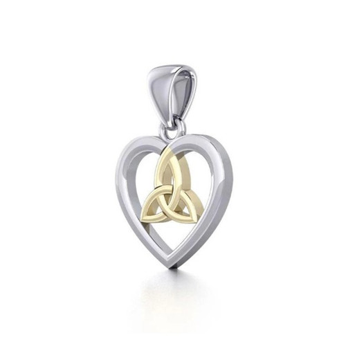 Heart Shaped 14K Gold Trinity Knot Pendant