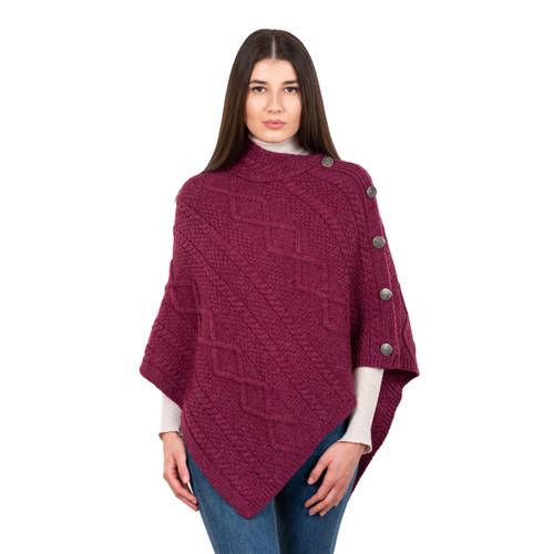 Cable Knit Cowl Neck Poncho