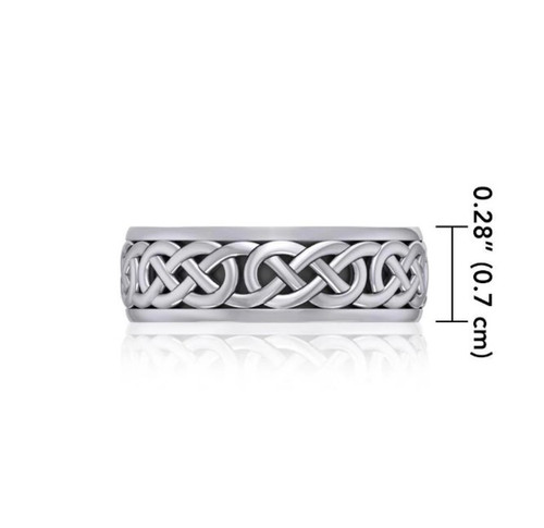 Engraved Celtic Knot Band Ring – Sterling Silver