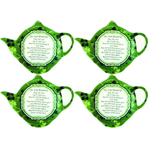 Irish Blessing China Tea Bag Holder-Shamrock Garden