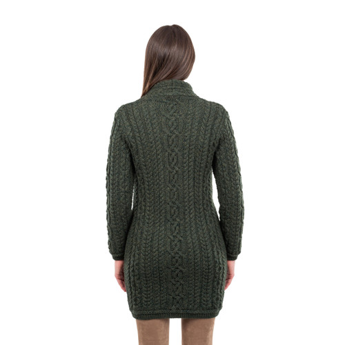 SAOL Irish Ladies Wool Cardigan - Cable Knit, Made In Ireland, Merino Wool, Green, XX-Large 3 thumbnail image