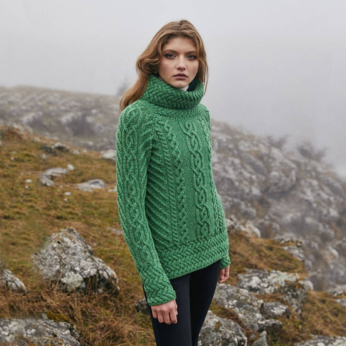 Fisherman Wool Funnel Neck Sweater | SAOL | SaolKnitwear.com