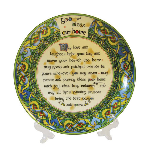 God Bless Our Home Small Plate - Irish Weave Bone China
