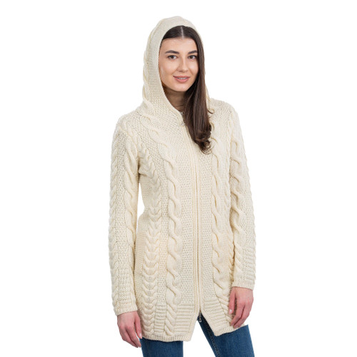 【IONSEOUL】Cent cable knit hooded zip-up 4FM125 Aran Cable Knit Hooded Zip Coatigan | SAOL | SaolKnitwear.com