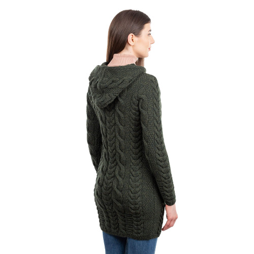 Aran Cable Knit Hooded Zip Coatigan | SAOL | SaolKnitwear.com
