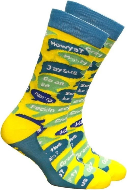 Yellow/Blue Irish Slang Adults Socks
