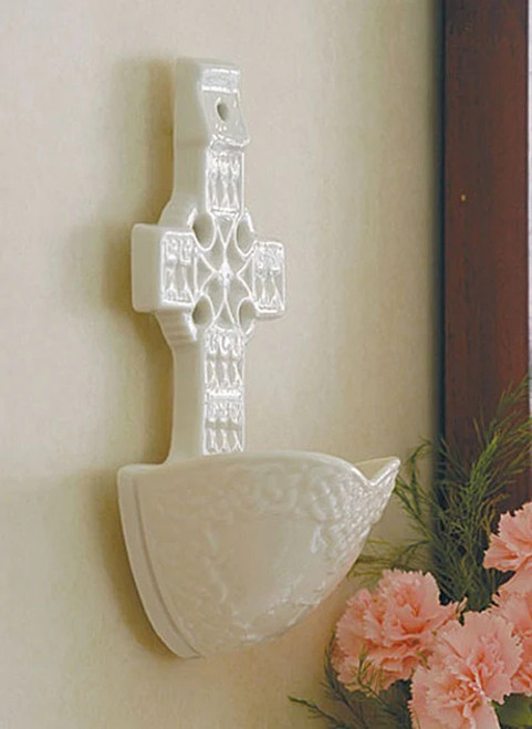 Classic Celtic Cross Holy Water Font - Wall Hanging