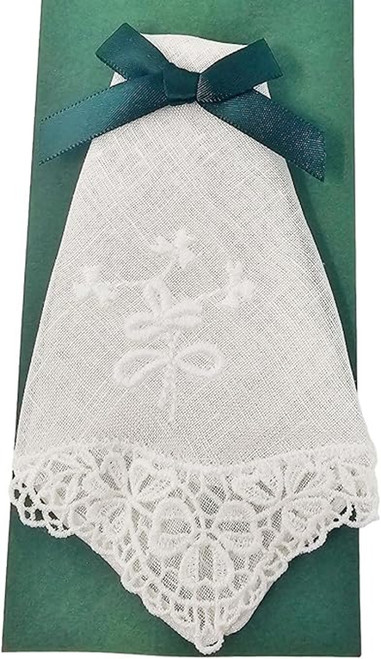 White Embroidered Shamrock, Lace Corner Handkerchiefs