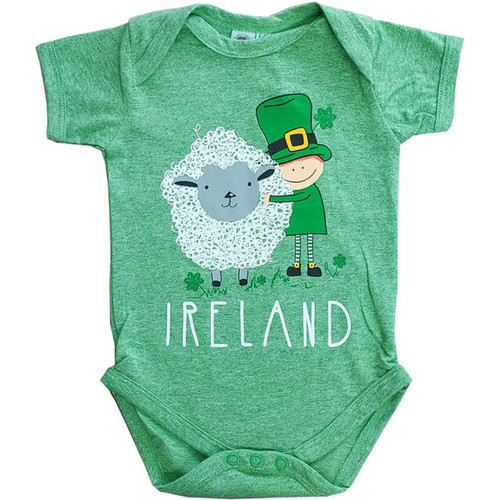 Green Leprechaun & Sheep Baby Vest
