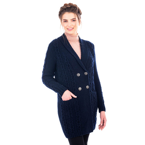 Ladies Double Breasted Shawl Collar Coat