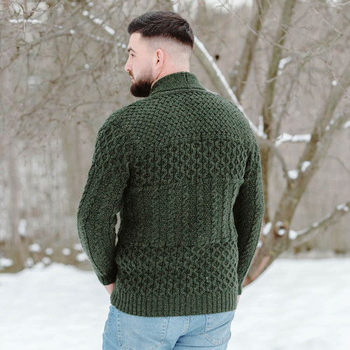 Mens Cable Shawl-Collar Cardigan