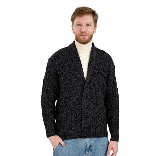 Mens Cable Shawl-Collar Cardigan | SAOL | SaolKnitwear.com
