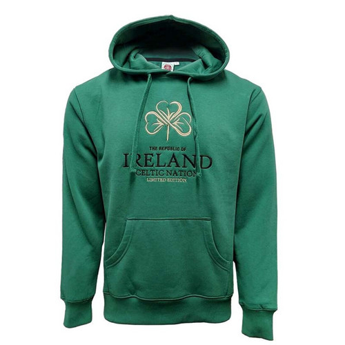 Green Shamrock Embroidered Celtic Hoodie