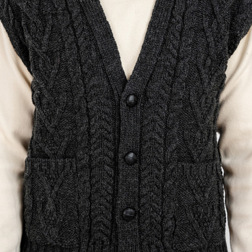 Mens Aran Sleeveless Cardigan SAOL