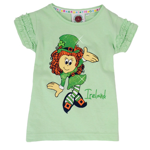Mint Green Leprechaun Girl Ruffle Sleeve Tee