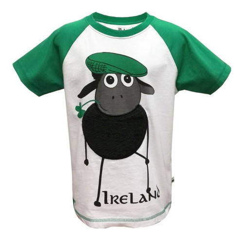 White & Emerald Ireland Sheep Kids T-Shirt