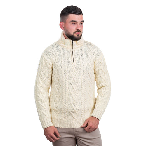 Mens Zip Neck Fisherman Sweater