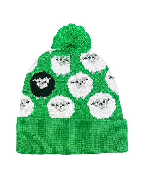 Green All-Over Sheep Kids Knit Hat