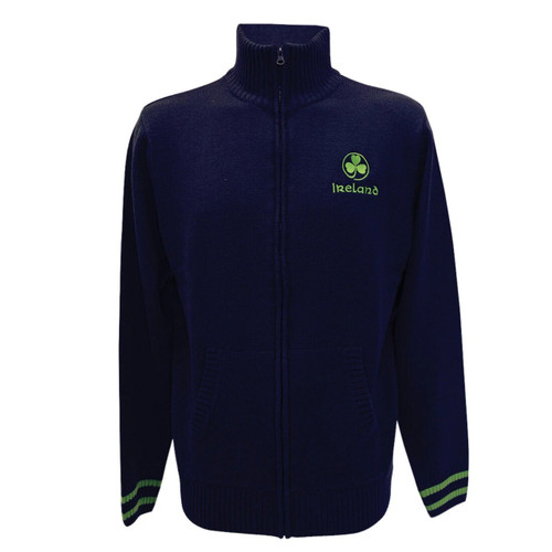 Navy Green Ireland Zip Knit Jacket