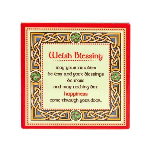 Welsh Blessing Ceramic Coaster Square 4.25 Inch