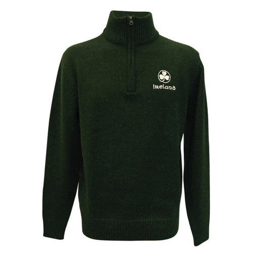 Green White Ireland Quarter Zip Knit Jacket
