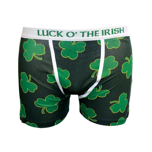 Bottle Green Shamrock Cotton Boxer Shorts