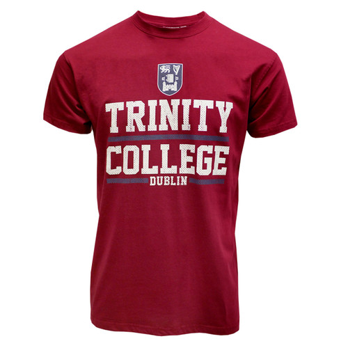 Burgundy Trinity College Contrast Print Tee