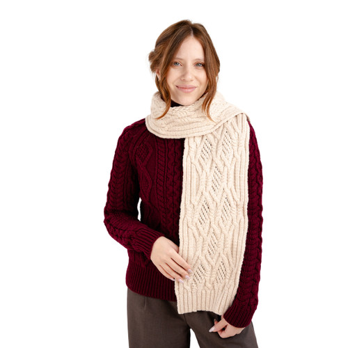 Ladies Wool Scarf ML252 Parsnip SAOL Knitwear