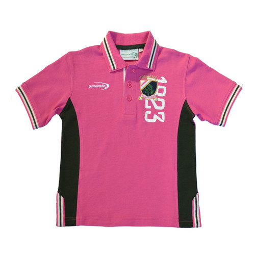 Pink Green Shamrock Crest 1823 Kids Polo DublinGiftCompany.com