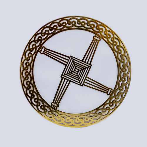 Irish St Brigid's Cross Wall Hanging - Polished Brass