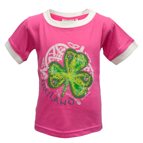 Cerise Irish Shamrock White Ring Kids T-Shirt DublinGiftCompany.com