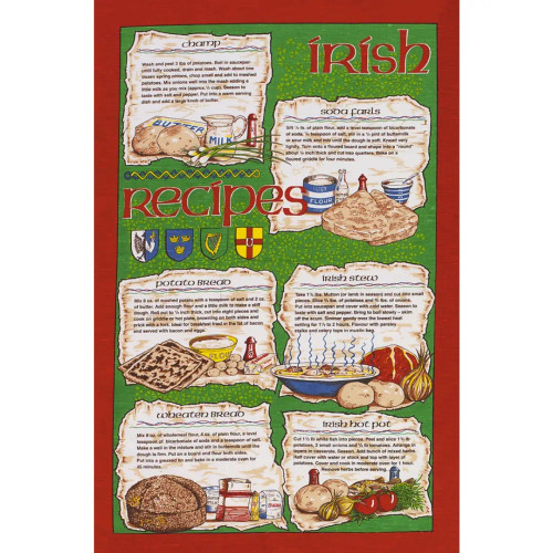 Irish Recipes Cotton Tea Towel