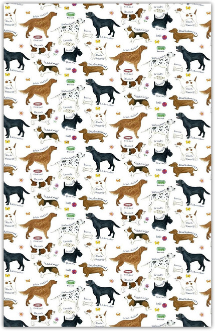 Cotton Tea Towel - Dog Breeds Print