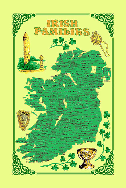 Tea Towel - Irish Family Names & Map