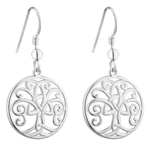 Sterling Silver Tree of Life Drop Earrings
