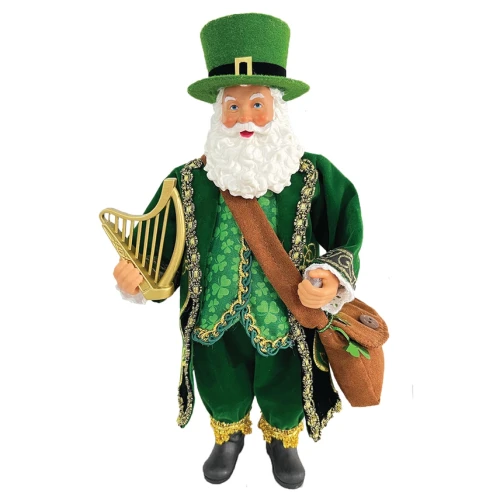 10" Irish Gentleman Santa Figurine with Harp