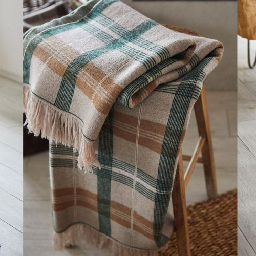 Forest Green Pure New Merino Wool Throw NT200-205 SAOL