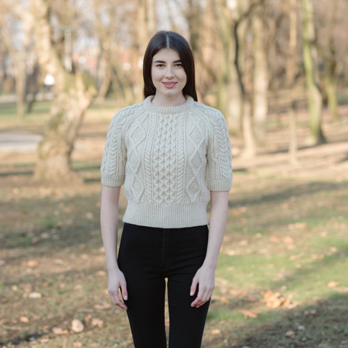 Short Sleeve Cable Sweater