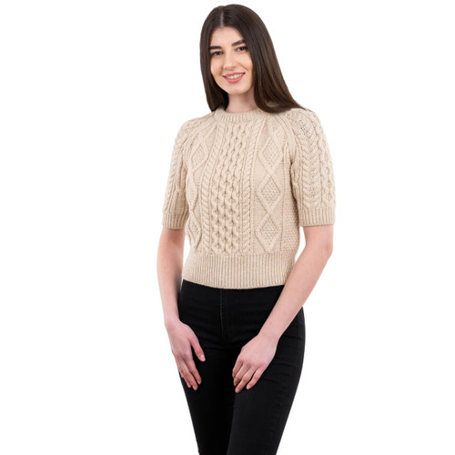 Short Sleeve Cable Sweater