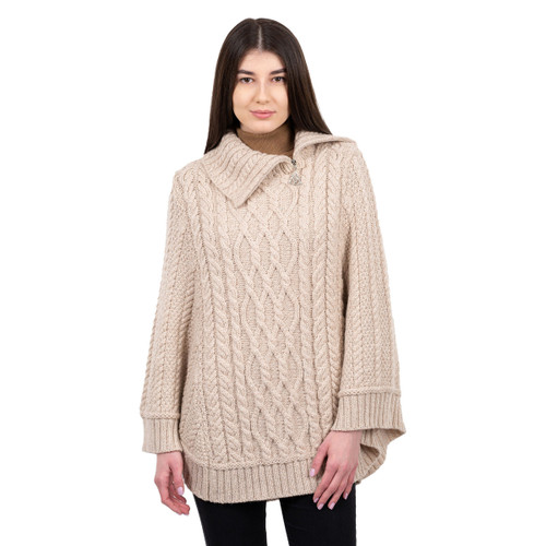 Cowl Neck Zipper Poncho ML161-109 Parsnip Saol