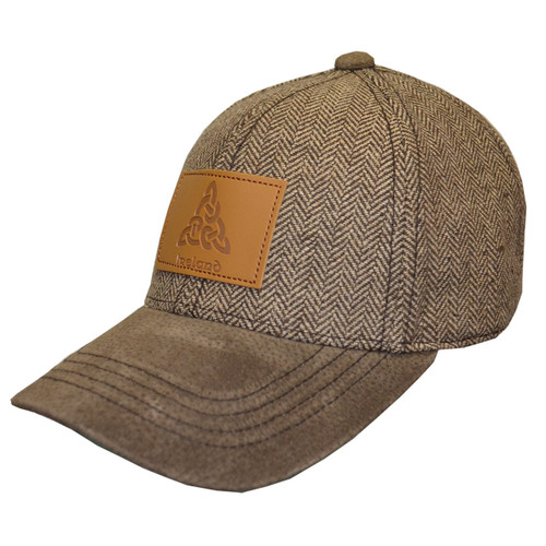 Brown Ireland Tweed Suede Peak Baseball Cap DublinGiftCompany.com