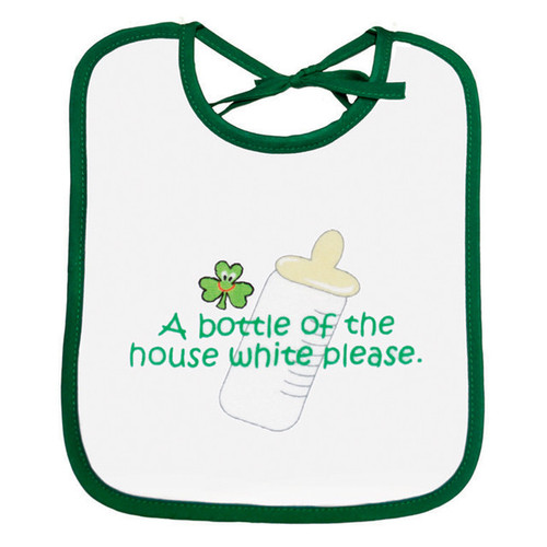 White Green Bottle of House White Bib DublinGiftCompany.com
