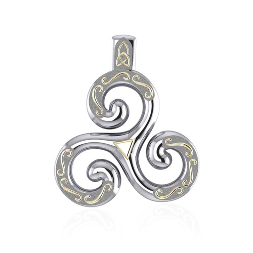 Silver and Gold Triskele Celtic Pendant